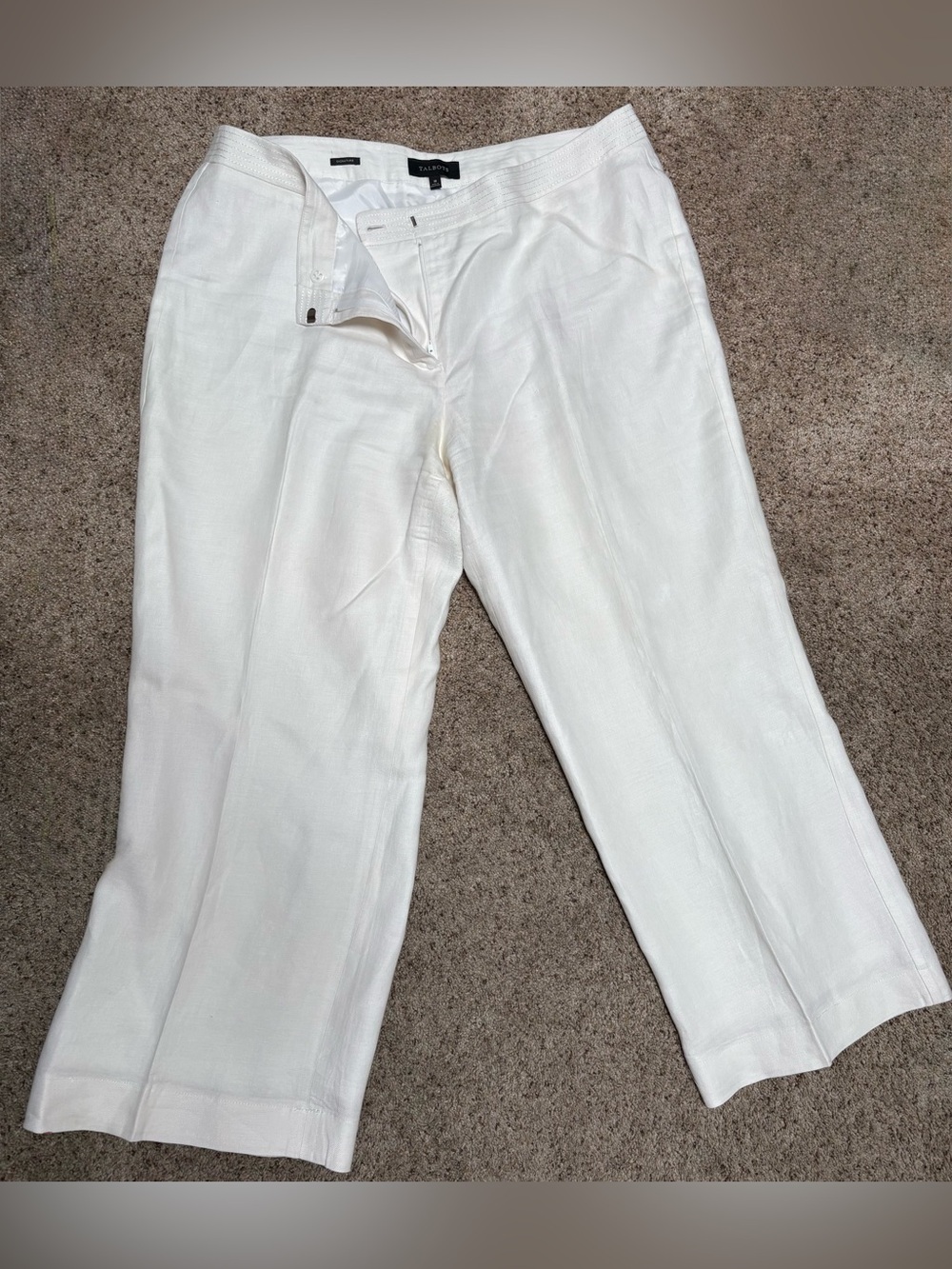 Talbots White Linen Blend Womenโs Pants